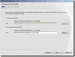 Prerequisite Downloads screen