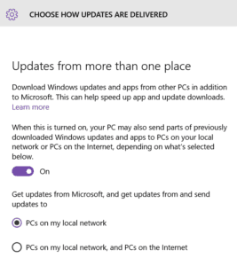 Fig 5. Enabling Windows Update Download Optimization