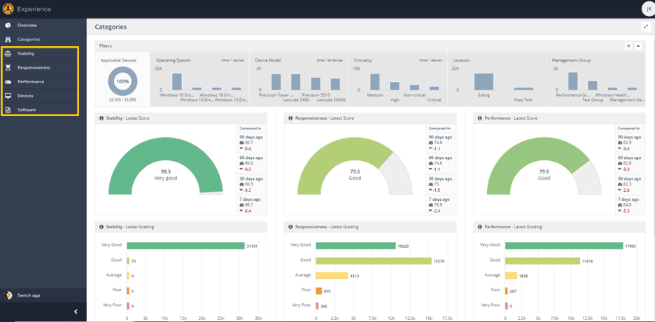 In the menu, beneath each category of Stability, Responsiveness and Performance you can see “Software”.