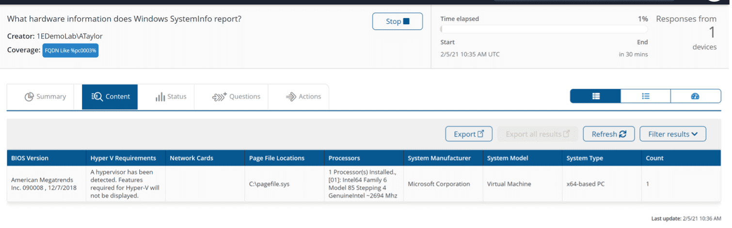 Paging file locations and hardware vendor information